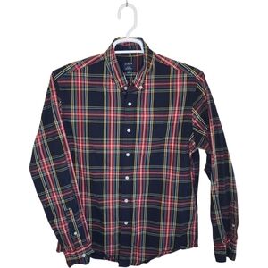 J.Crew Classic Flex Plaid Button Down Shirt Black Red Size Large